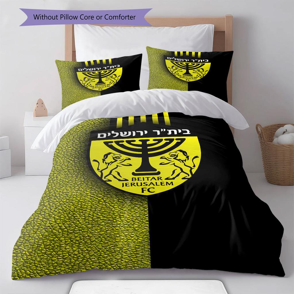 Set di biancheria da letto con motivo Beitar Jerusalem FC, copripiumino e federa, regalo di compleanno per la casa.(1 * copripiumino + 2 * federa, senza nucleo)