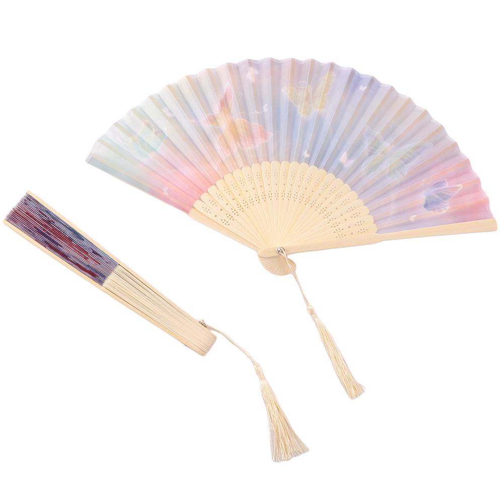 2PCS/SET Vintage Ancient Folding Fan Traditional Bamboo Fan Elegant Fan Classic Fan Summer