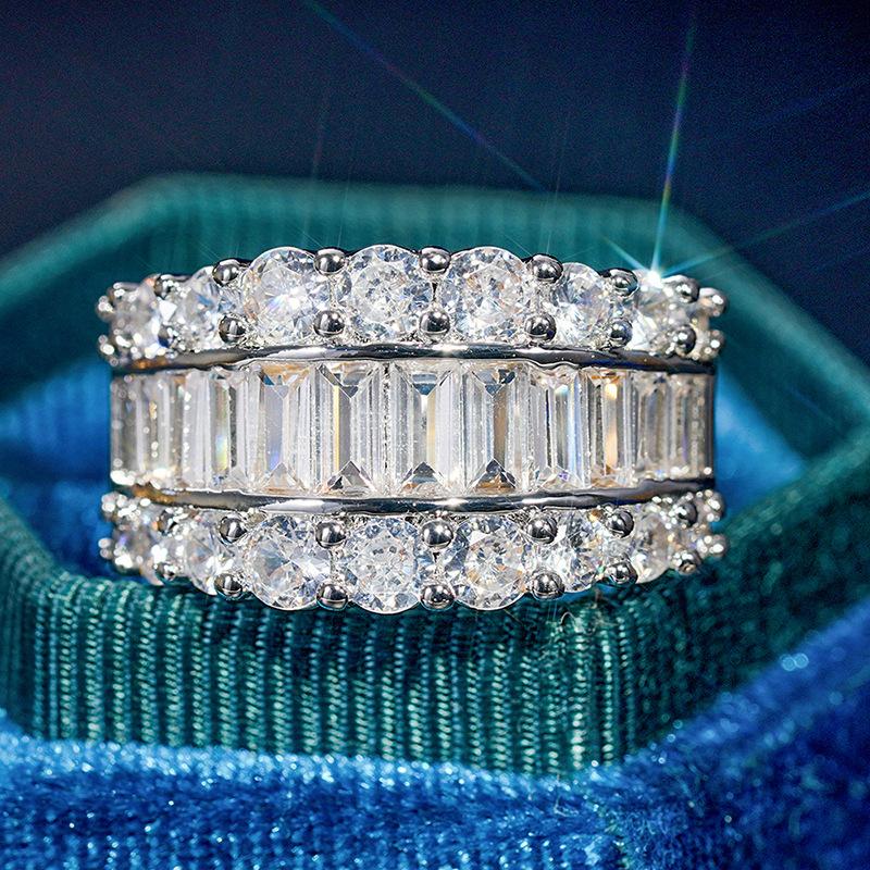 Classic Copper Alloy Zircon Ring Ladies Jewelry Wedding Promise Party Gift