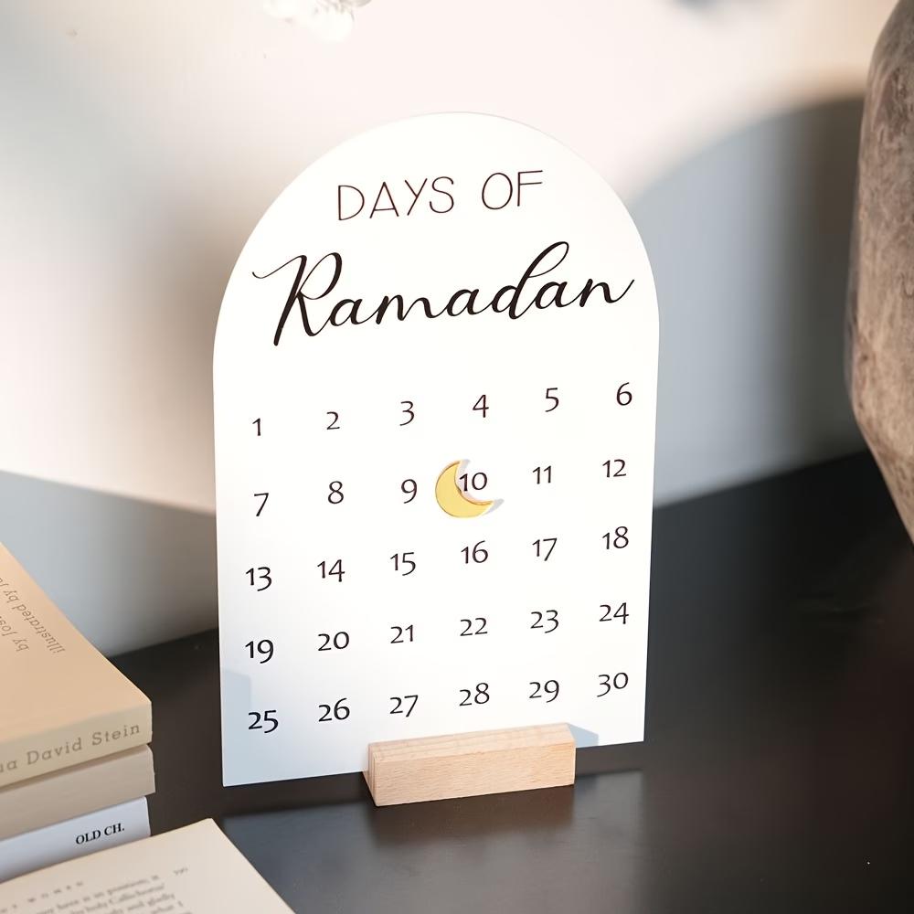 

Acrylic Ramadan 30 Days Countdown Calendar with Arabic Date Islamic Eid al-Fitr Home Decor Festival Calendar
