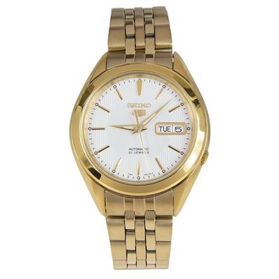 Automatische Herrenuhr SNKL26K1 aus 5 goldfarbenem Edelstahl mit weißem Zifferblatt und 21 Juwelen