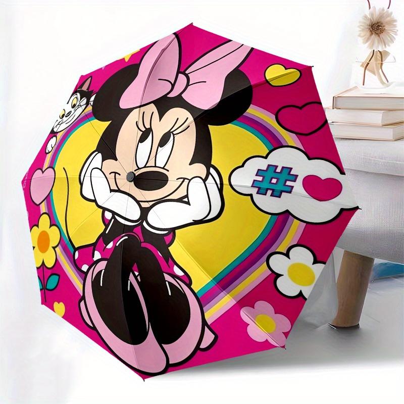 Minnie Mouse,Disney Themed Automatic Opening and Closing Folding Umbrella, Reinforced 8 Ribs, Compact Travel Design, Fashionable Folding Umb