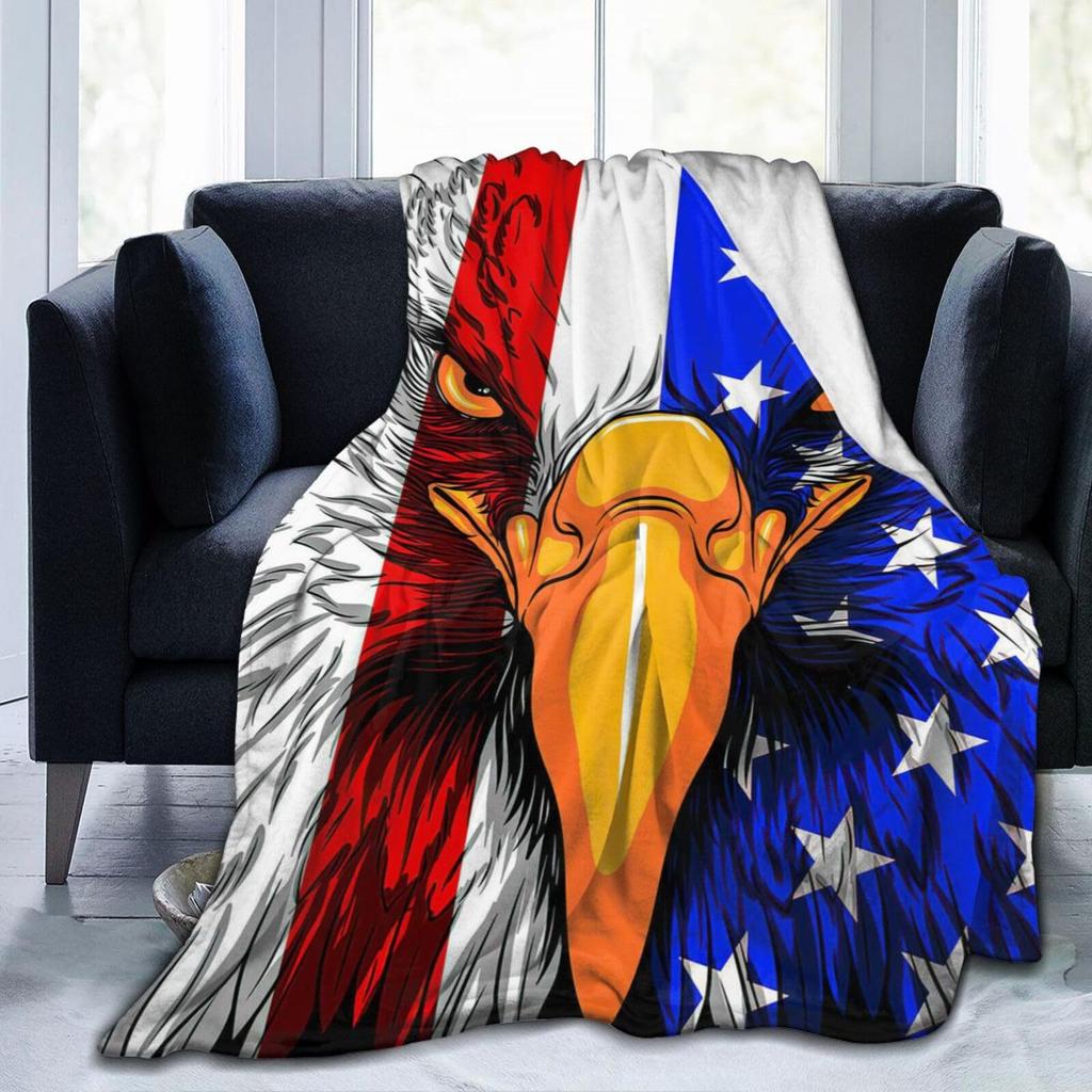 Eagle American Flag digital-printed polyester Bedroom velvet flannel cover blanket Fleece soft sofa cover blankets for beds