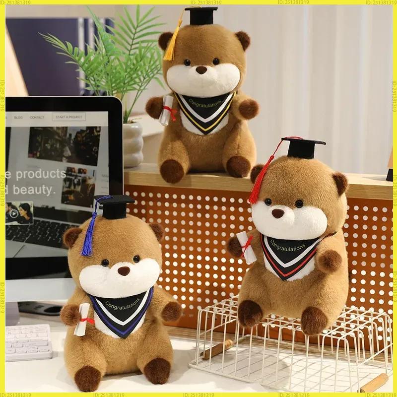 25Cm Cute High Quality Cartoon Sea Otter Plush Doll With Doctor Hat And Diploma Home Decor Graduation Gift For Kids And Students