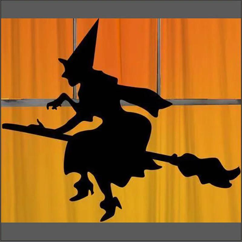 Ny Halloween Skummel Heks Spøkelse Skrekk Dør Vindu Dekorasjon Klistremerke Festartikler Vindusdekorasjon Statiske PVC Veggklistremerker