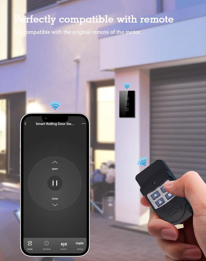 Graffiti WiFi Smart Roller Shutter Switch - Voice Control with Alexa, Tempered Glass Panel
