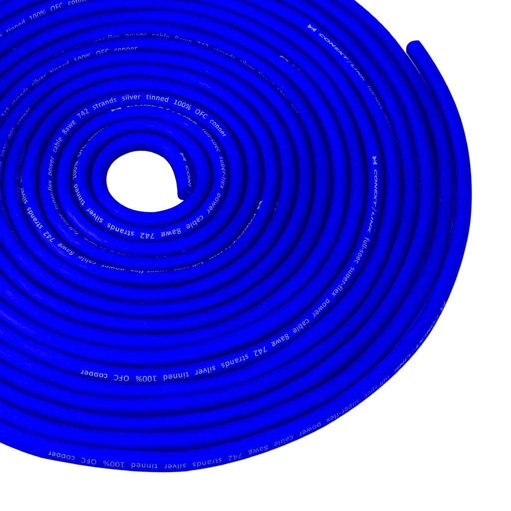Conext Link 25 FT 8 AWG GA Full Gauge Power Cable Ground Wire Frosted Blue OFC Copper