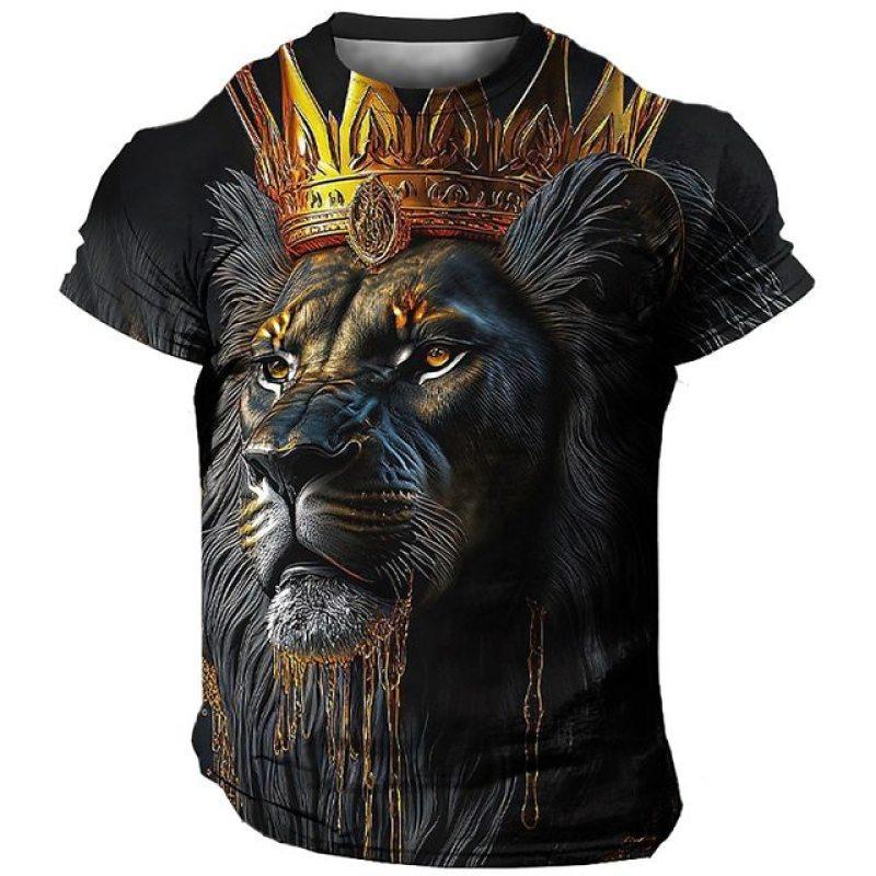 3D Harajuku Tiger Pattern Pánská trička Hip Hop Punk Styl Streetwear Móda Pulovr s krátkým rukávem do O Tričko nadměrné velikosti