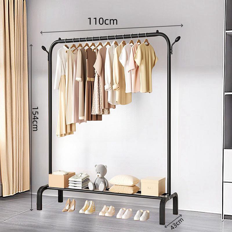 Sturdy Movable Floor-Standing Clothes Rack for Bedroom and Balcony Drying