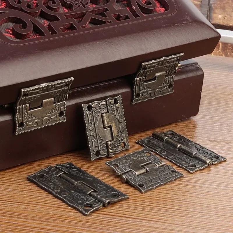 20/1Sets Antique Bronze Hinges Vintage Cupboard Cabinet Fitting with Screws Jewelry Boxes Wooden Case Hinge Furniture Hardware