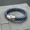 Punk Men Braided Leather Bracelet Jewelry Black/Brown/Red/Blue Stainless Steel Magnetic Clasp Fashion Bangles Charm Bracelets