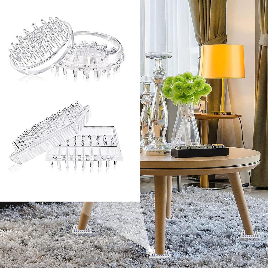 12/16Pcs Furniture Caster Cup Carpet Protectors Comfortable Touch Spiked Furniture Cup Clear Plastic Chair Leg Covers