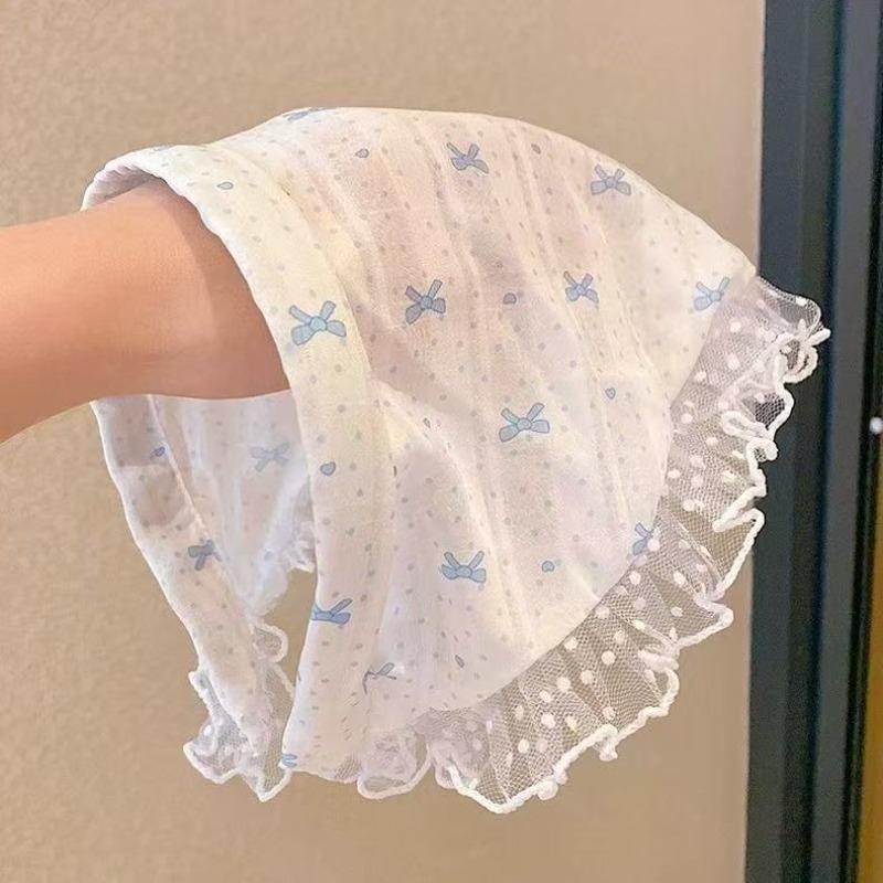 Idyllic lace headband new blast furnace top triangle scarf headband French retro plaid sweet and cute headscarf