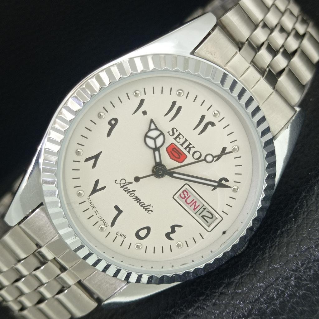 JAPAN VINTAGE REFURBISHED SEIKO 5 AUTOMATIC 6309A MENS WHITE WATCH A442496-1