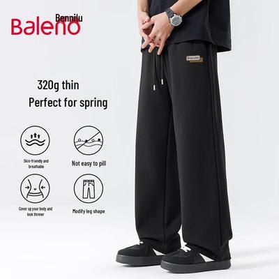 Baleno Herren Piqué Baumwolle Lässige Lockere Passform Lange Hose