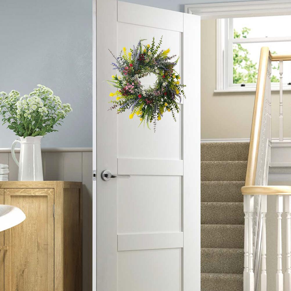 Spring Wildflowers Wreath for Front Door Dried Flower Artificial Wreath Hanging for Home Mall Wedding Decoration