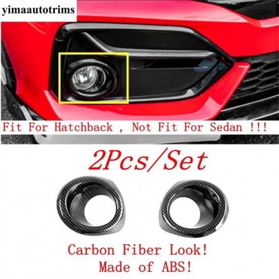 Front Rear Bumper Fog Lights Lamps Eyelid Eyebrow Strip Cover Trim For Honda Civic Hatchback   Carbon Fiber Accessories