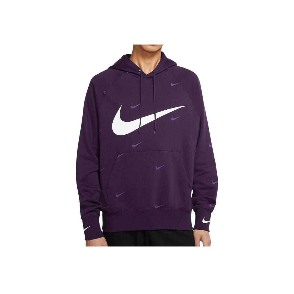 Nike Sportswear Swoosh Printed Logo Pullover Hoodie Men Tops Purple DA0111-525
