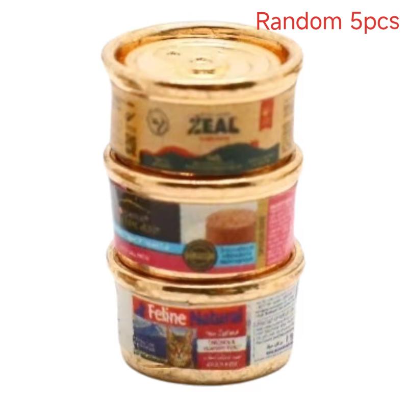 1/5Pcs 1/12 Dollhouse Simulation Pet Food Can Mini Cat Dog Food Toy Pretend Play Doll House Home Decor Accessories