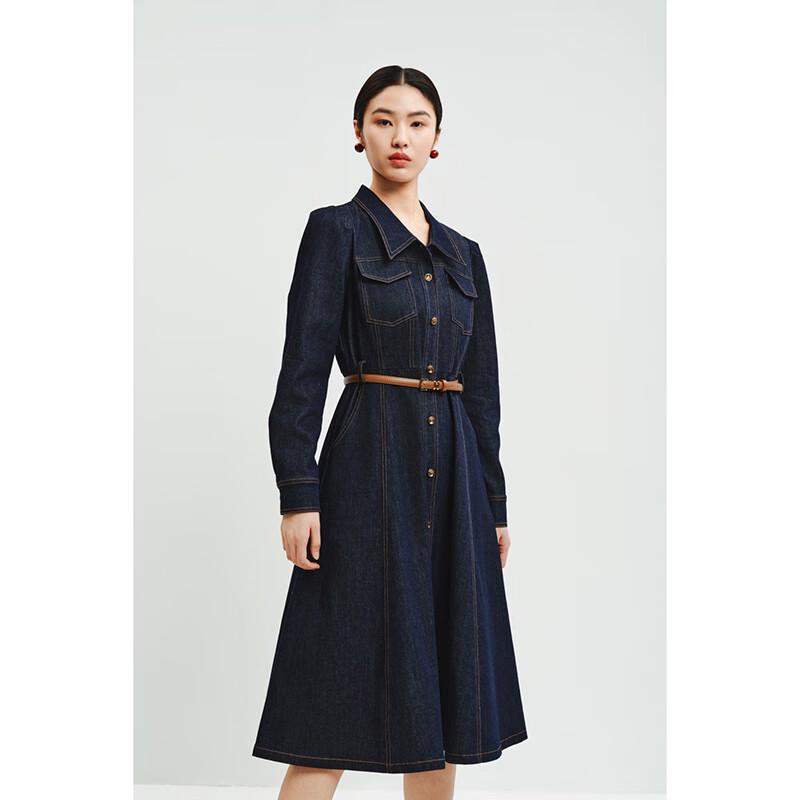 Women's A-line Denim Long Sleeve Mini Dress