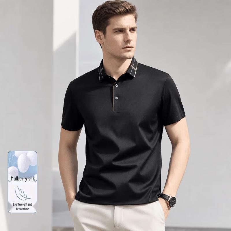 VEE KELLEN Men's Luxury Silk Blend Cool-Touch Polo Shirt