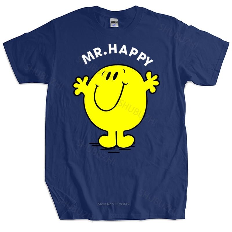 Men Cotton T Shirt Summer Brand Tshirt Mr Happy T Shirt Cartoon t shirt Loose Size top Top Tees Mens Tshirt S