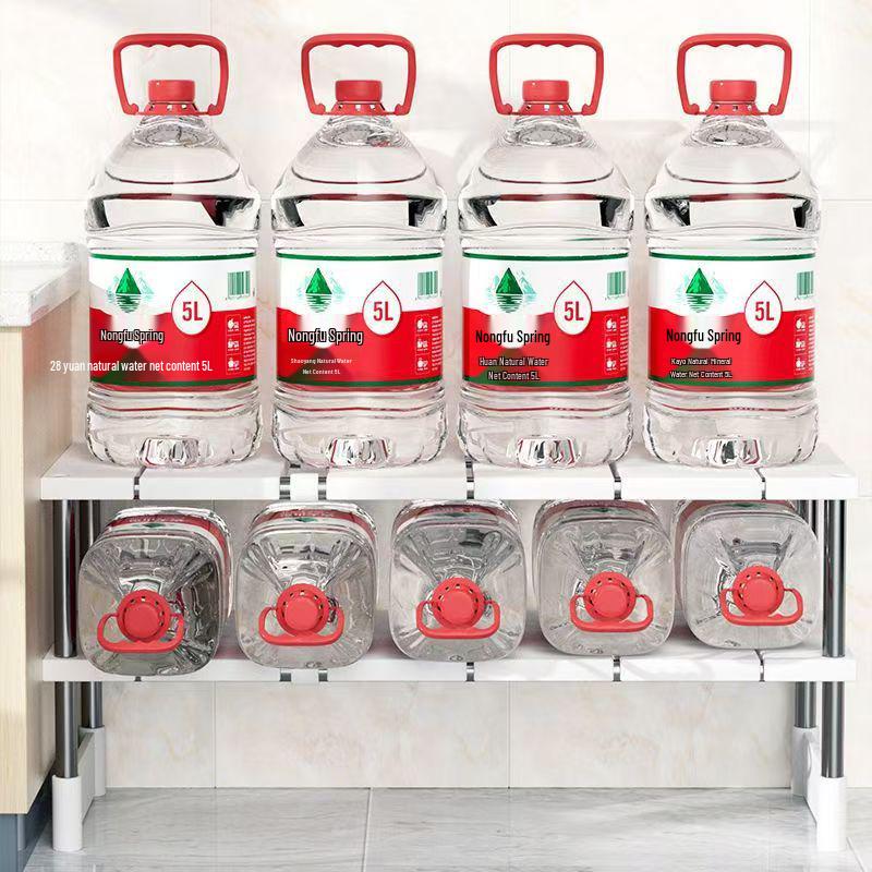 Retractable Under-Sink Kitchen Organizer with Tiered Shelf and Pot Rack