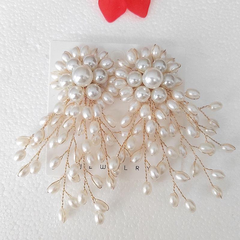 Elegant French Pearl Waterfall Tassel Earrings