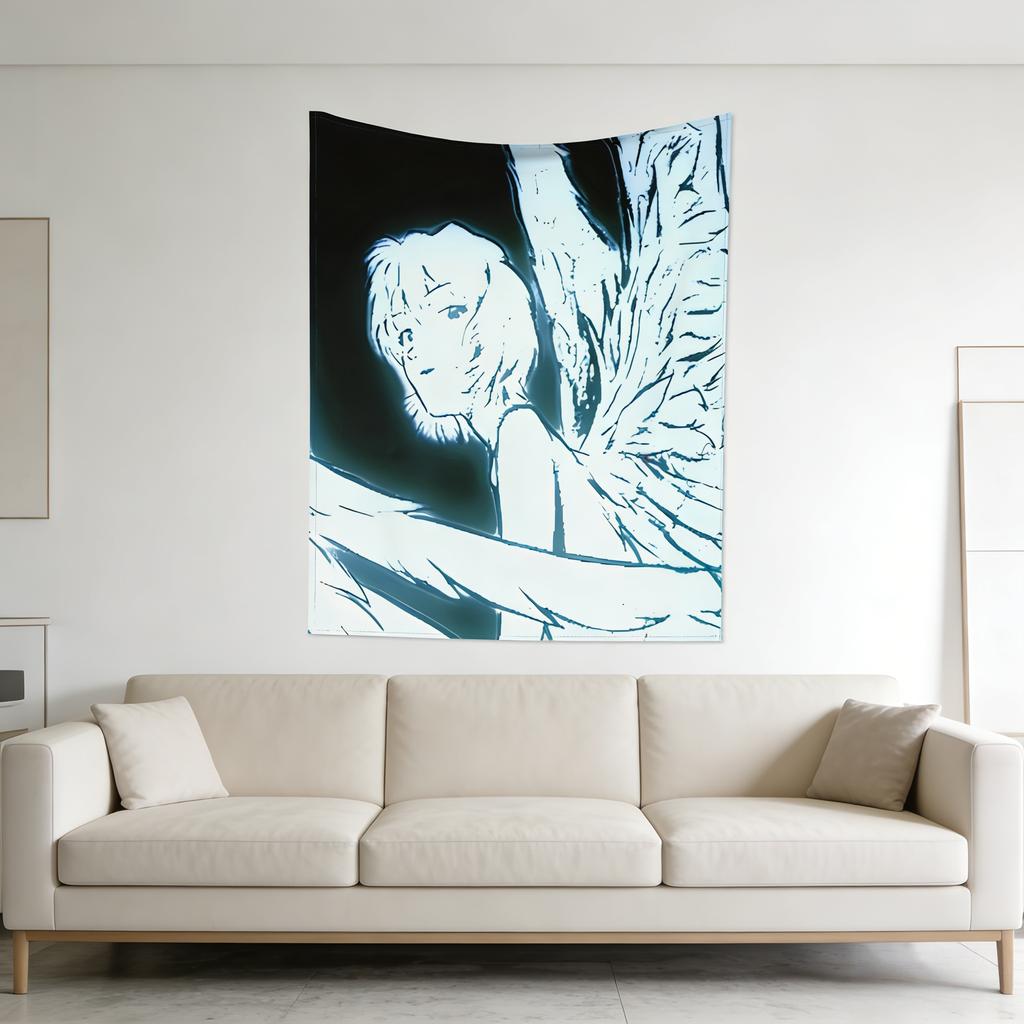 Gradient Angel Wings Anime Theme Wall Hanging Tapestry Reusable Durable High Quality MultiSize Flat Print Design for Room Decor