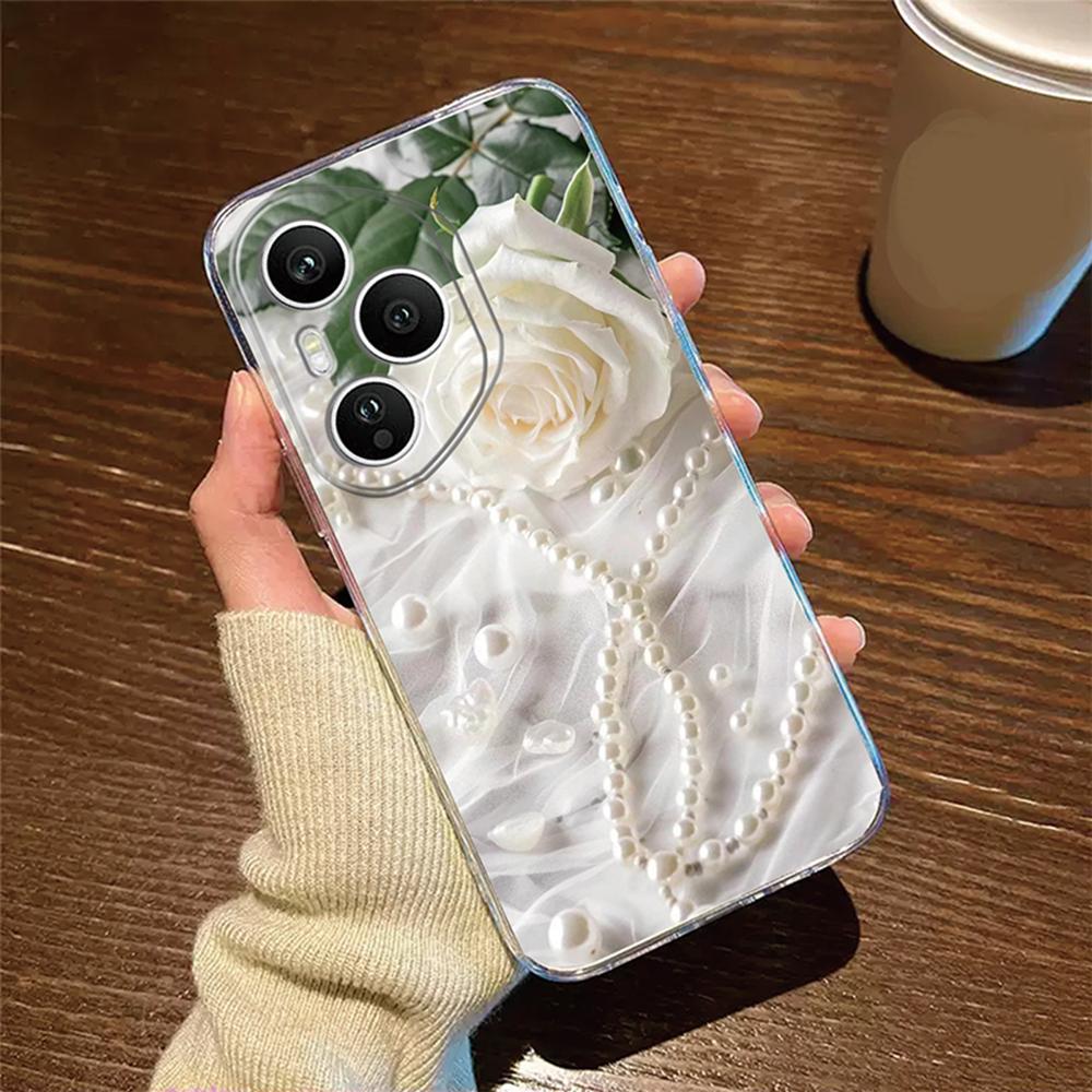 Couple Rose Flower Phone Case For Honor 400 Lite 200 Pro 90 Smart 70 X7 Oil Painting Clear Transparent Soft Cover Honor 400Pro