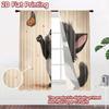 2D flat printing 2pcs Window Curtains Cute black kitten butterfly Digital Printed Polyester Drapes Party Decorations Perfect for