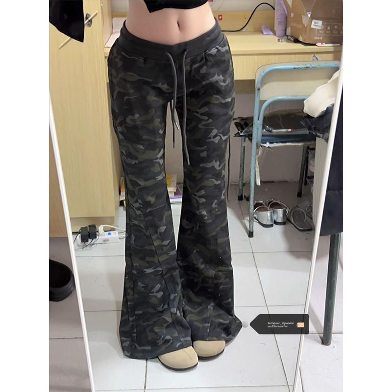

Plus size American Outdoor Camouflage Drawstring Casual Pants Women Autumn Gyaru Distressed Slim fit Slimming Low Waist Pants Camouflage pants quality version] S