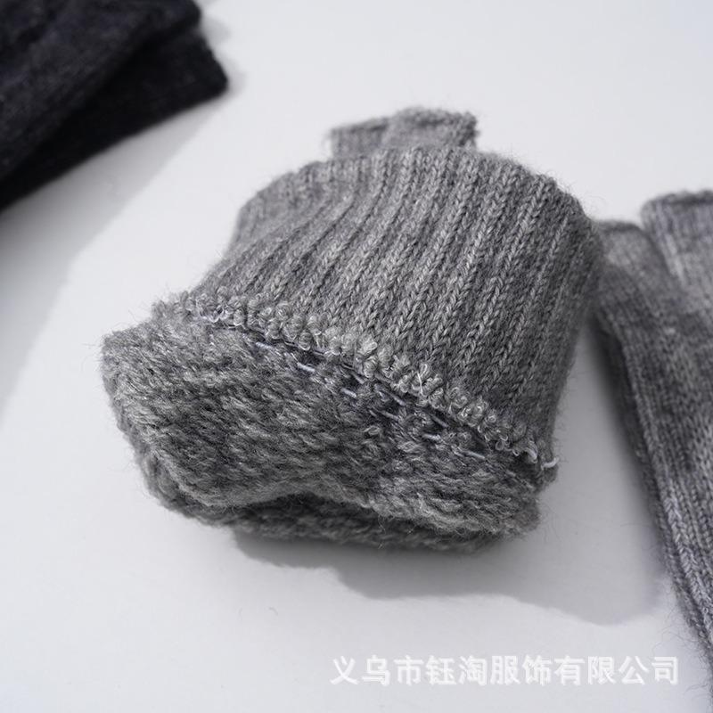 Autumn and winter camel wool warm windproof breathable portable simple gloves warm cold half-finger gloves outdoor riding