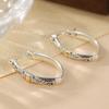 Vintage Hand Carved Texted Silvery Plated Hoop Earrings for Women's Exquisite  Party Vacation Jewelry Accessories Crafts