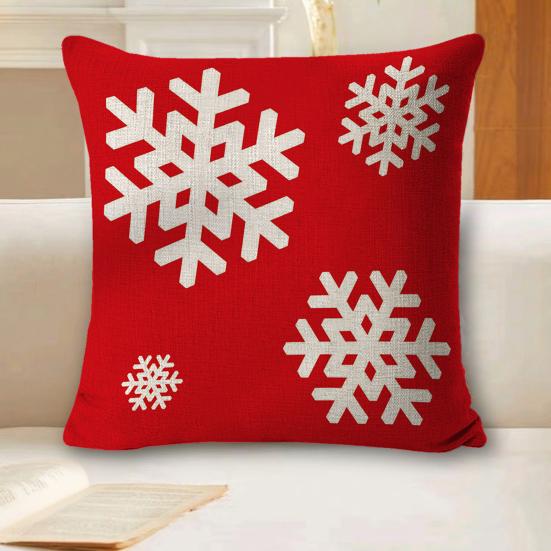 45x45CM Vánoční povlak na polštář Veselé Vánoce Vločka Nápis Potisk Dekorační čtvercový povlak na polštář na pohovku do ložnice