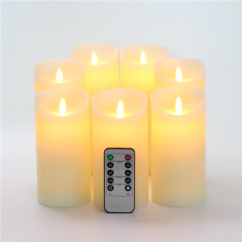 LED-Kerzen ohne Flamme, batteriebetrieben, LED-Säulen, echtes Wachs & beweglicher Docht, flackernde Kerze mit Fernbedienung