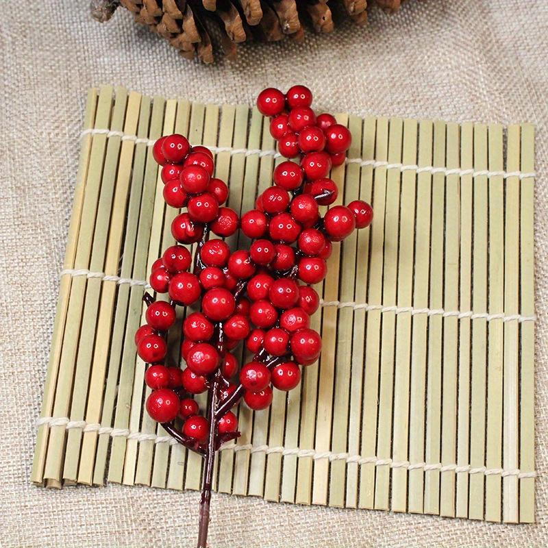 1PC Christmas Red Fruit Simulation Red Berry Christmas Decoration Acacia Fruit Foam Red Fruit Branch New Wreath Accessories