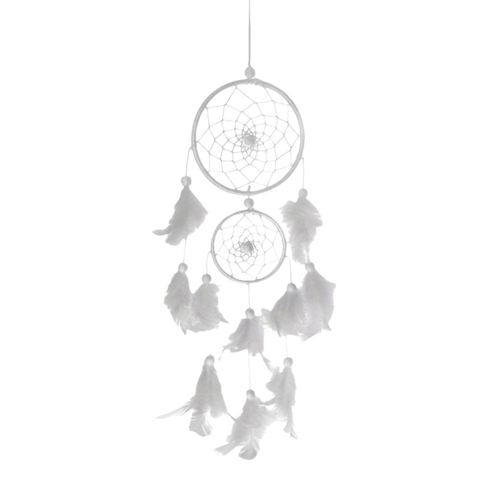 Decorazione in piume etniche bianca fatta a mano acchiappasogni morbido in piume decorazione da appendere per studio