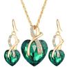1 Set Women Necklace Earrings Heart Pendant Faux Crystal Jewelry Sweet Long Lasting Jewelry Set for Wedding