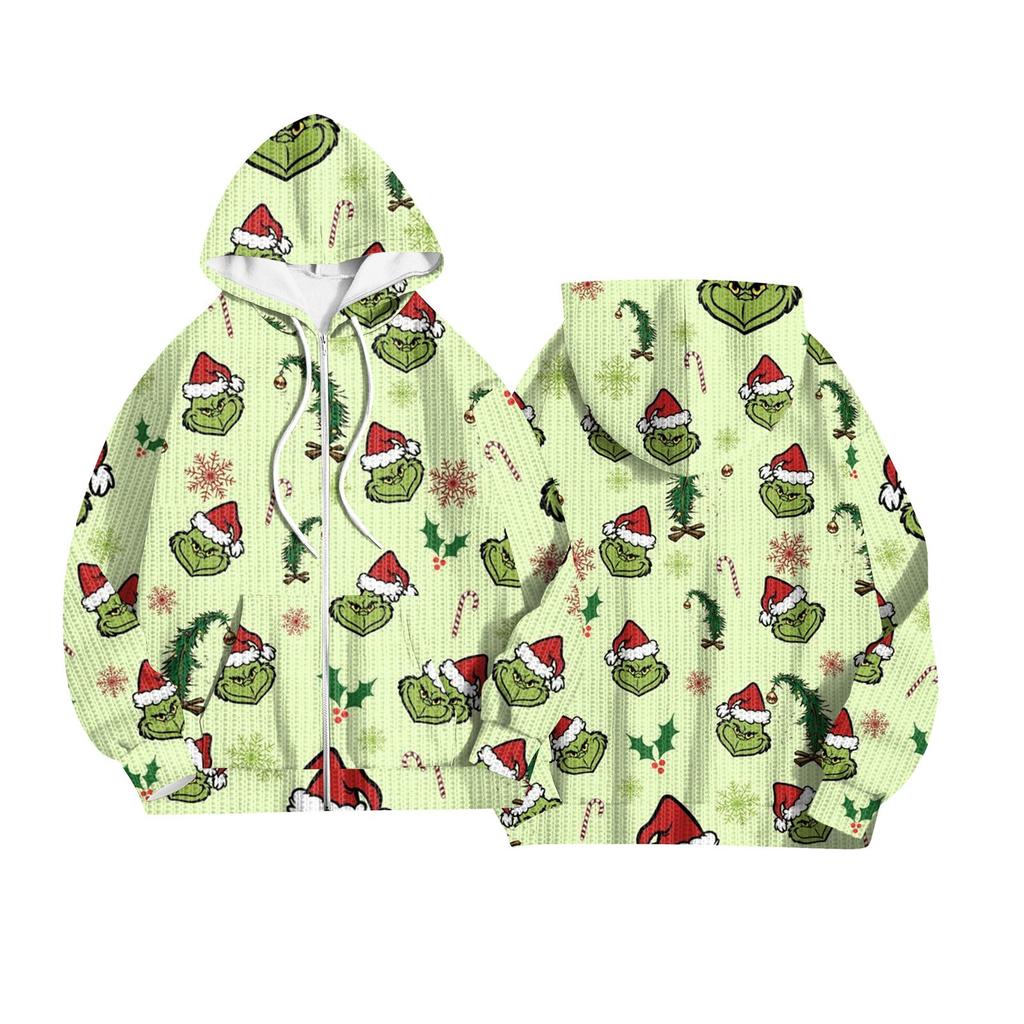 Women's Fashion Jacket Casual Printed Long-sleeved Hooded Cardigan Sweatshirts