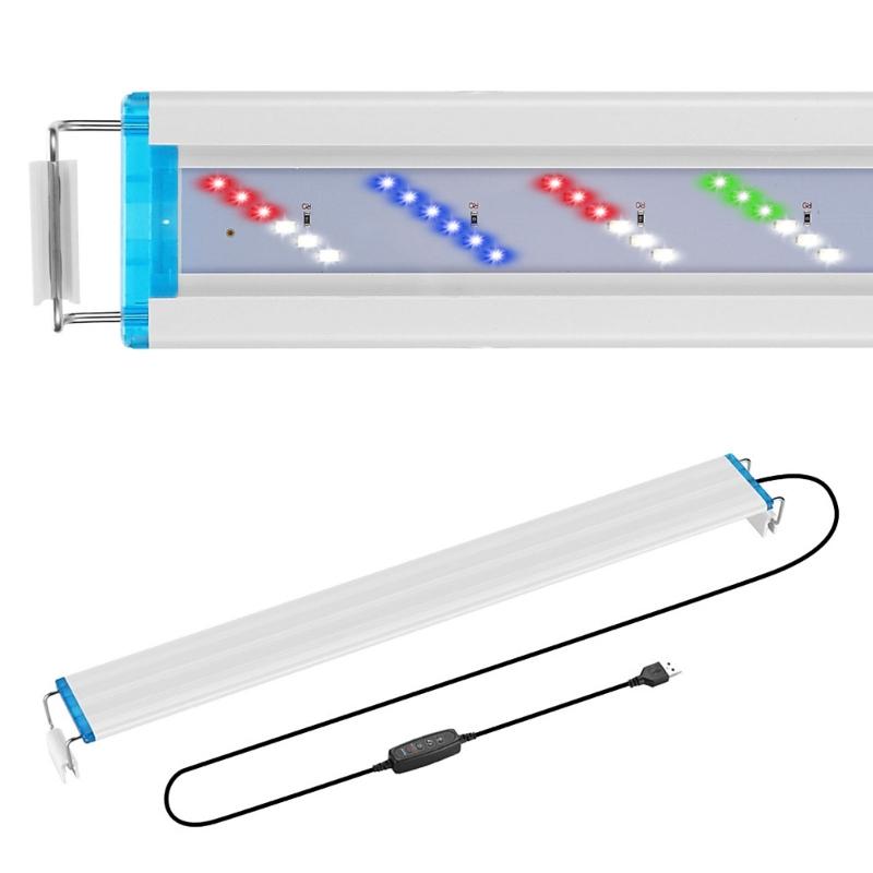 Luce LED per Acquario ad Alta Luminosità a 6 File con Alimentatore USB Design Sottile e Modalità di Luminosità Multiple Decorazioni per Acquario