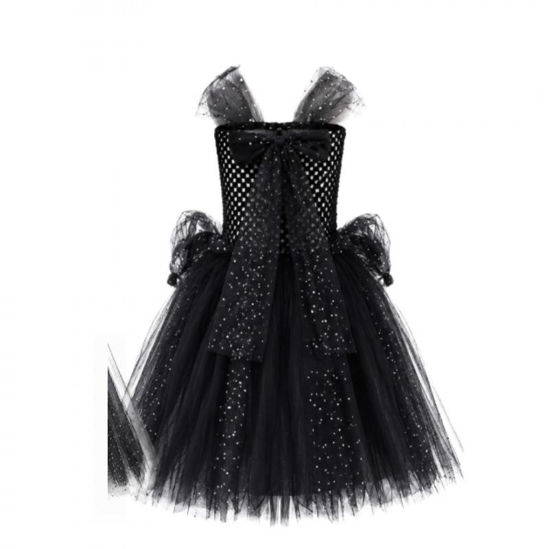 Children's Little Swan Performance Princess Dress Black Mesh Dress Children's Piano Performance Evening Dress