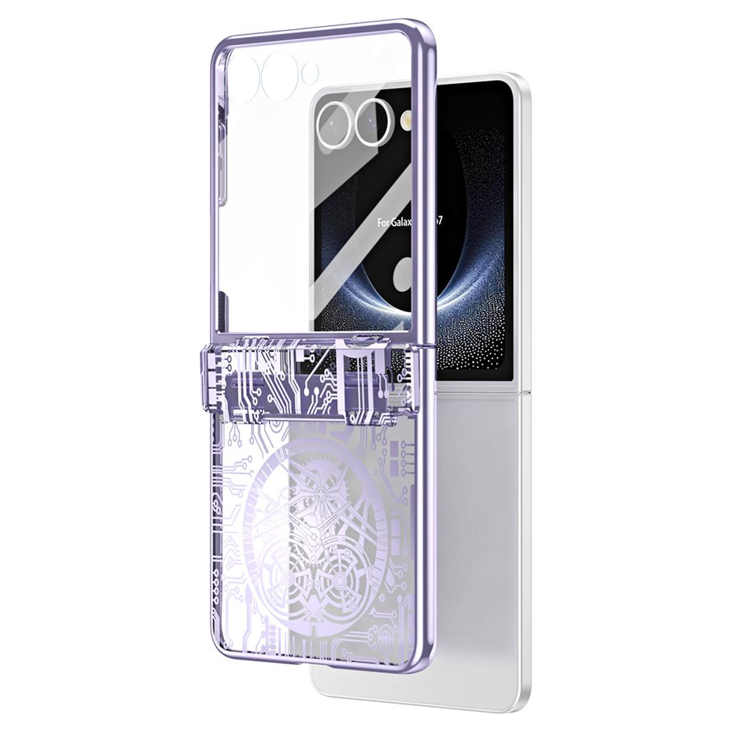 For Samsung Galaxy Z Flip7 5G Case Mechanical Legend Electroplating PC Phone Cover with Rear Screen Film