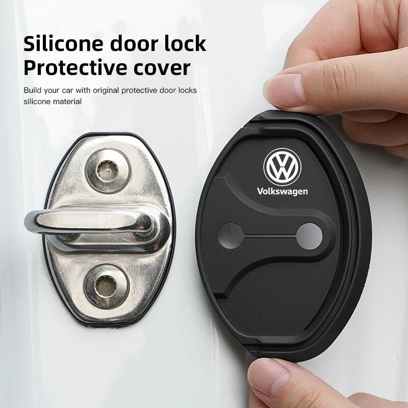 4Pcs Silicone Car Door Lock Cover Shock Absorber Accessories For VW GTI Polo Golf Passat Tiguan Arteon Touareg CC Taigo Caddy Je zq0