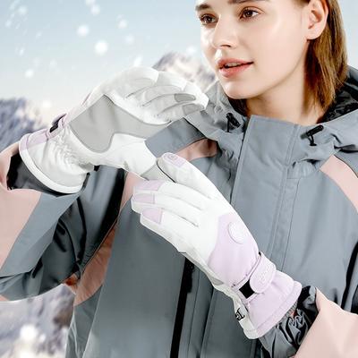 Women's Waterproof Ski Gloves Touch Screen Anti Slip Gloves Outdoor Sports Riding Warm Gloves Female Pink Bike Running Gloves