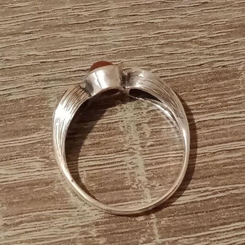 Vintage agat oransje perle ring kunst etnisk stil eldgammel sølv personlig ring