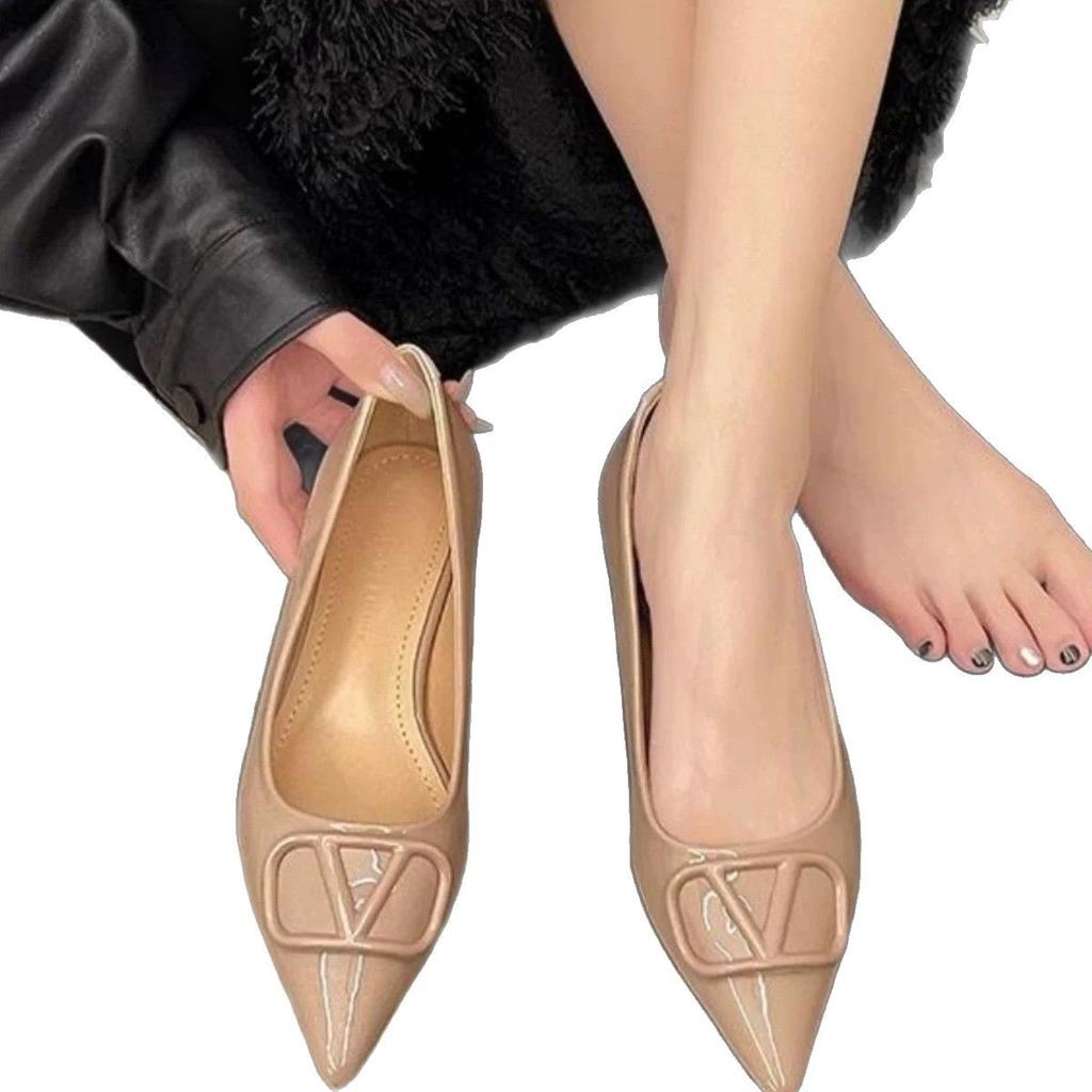 Single shoes women's inner height increase nude design sense niche one pedal light mouth casual shoes women