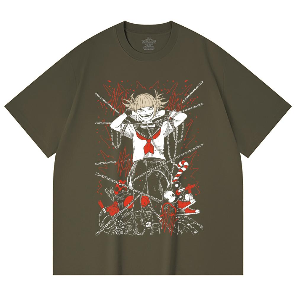 230 Gsm 100% Cotton My Hero Academia V8 Toga Print Unisex Heavy Cotton T Shirt