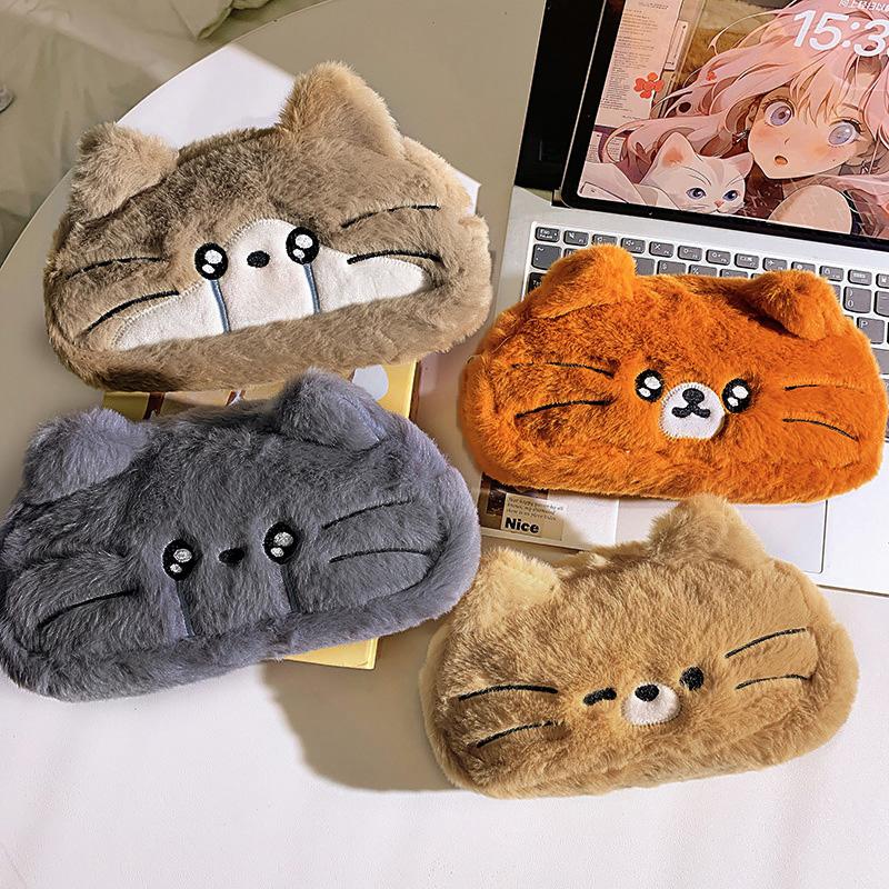 Cute Plush Animal Pencil Case Stationery Pen Bag Portable Makeup Bag Student Sundry Organizer Pouch Back To School Gifts