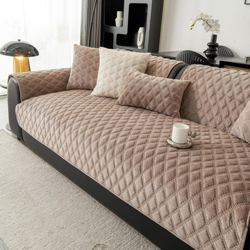 Nordic Style Sofa Slipcover Non Slip All Season Thickened Flannel Winter Plush Couch Cover for Living Room